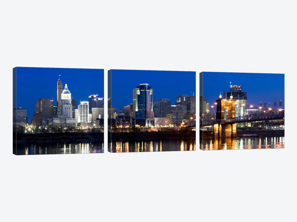 Skyscrapers in a cityCincinnati, Ohio, USA by Panoramic Images 3-piece Canvas Art Print