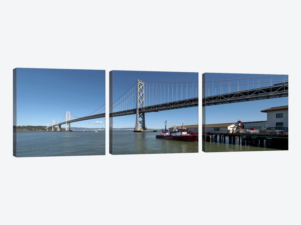 Bridge across a bay, Bay Bridge, San Francisco Bay, San Francisco, California, USA #2 by Panoramic Images 3-piece Canvas Artwork