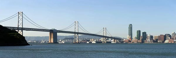 San Francisco Skylines: Suspension bridge across a bay, Bay Bridge, San Francisco Bay, San Francisco, California, USA 2010 by Panoramic Images