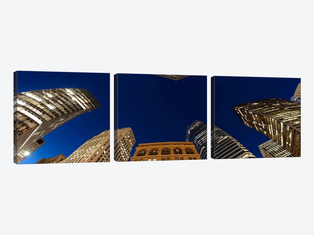 Low angle view of high-rise buildings at dusk, San Francisco, California, USA by Panoramic Images 3-piece Canvas Artwork