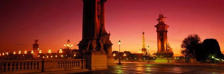 Distant View Of The Eiffel Tower Through Pont Alexandre III Socles, Paris, France