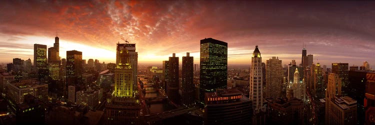 Sunset cityscape Chicago IL USA