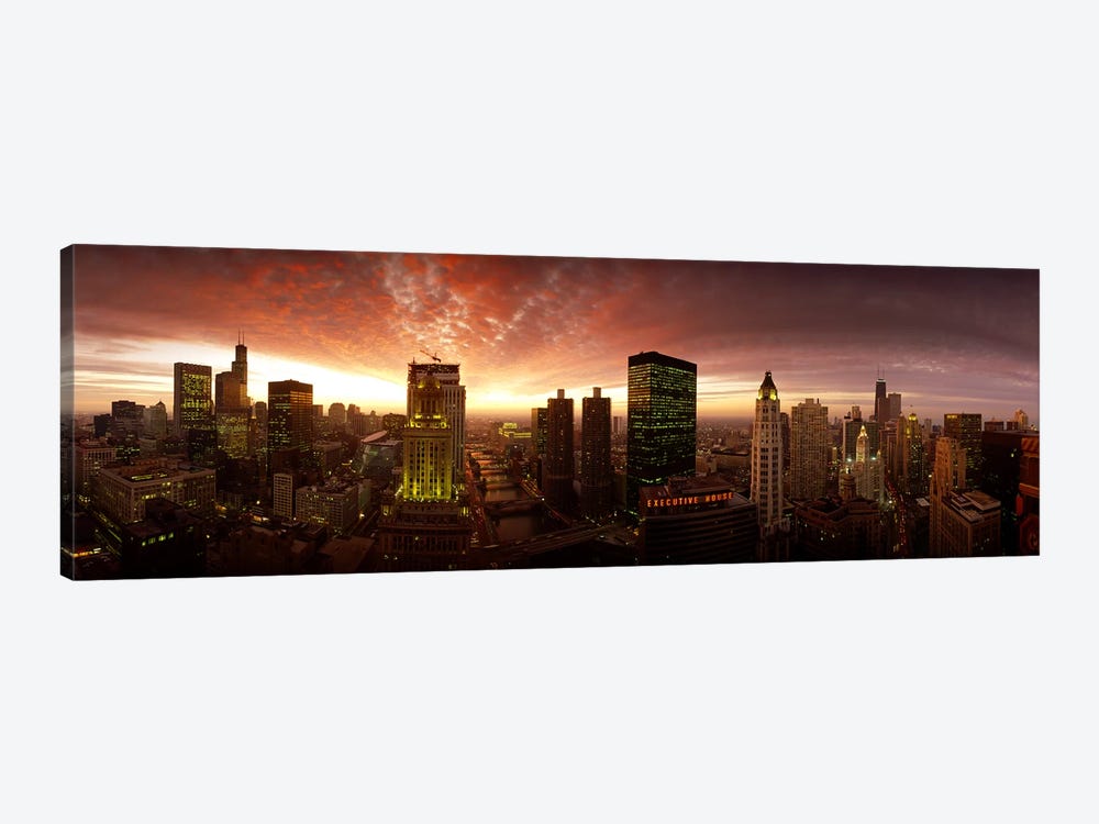 Sunset cityscape Chicago IL USA by Panoramic Images 1-piece Canvas Print