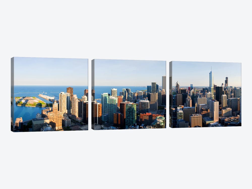 Buildings in a city, Chicago, Cook County, Illinois, USA 2010 by Panoramic Images 3-piece Canvas Wall Art