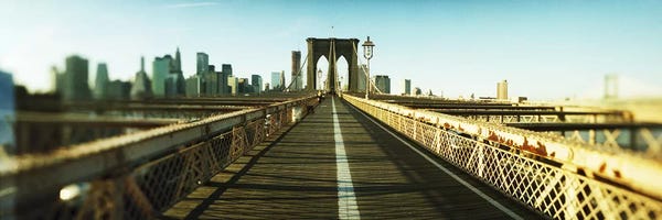 Brooklyn Bridge: City viewed from Brooklyn BridgeManhattan, New York City, New York State, USA by Panoramic Images