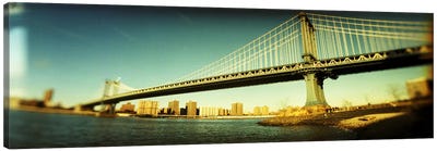 Suspension bridge with a city in the backgroundBrooklyn Bridge, Manhattan, New York City, New York State, USA Canvas Art Print - Famous Bridges