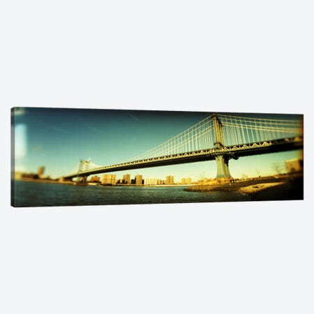 Suspension bridge with a city in the backgroundBrooklyn Bridge, Manhattan, New York City, New York State, USA Canvas Print #PIM8431} by Panoramic Images Canvas Artwork
