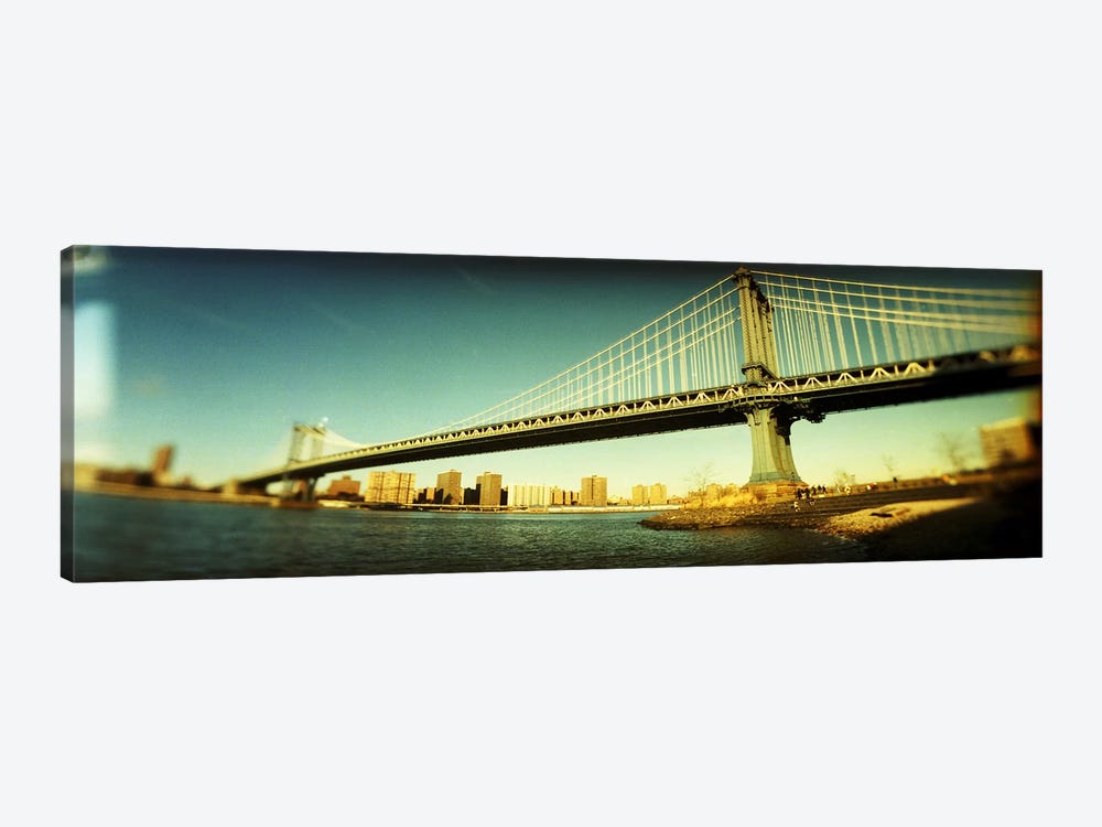 Suspension bridge with a city in the backgroundBrooklyn Bridge, Manhattan, New York City, New York State, USA by Panoramic Images 1-piece Canvas Art