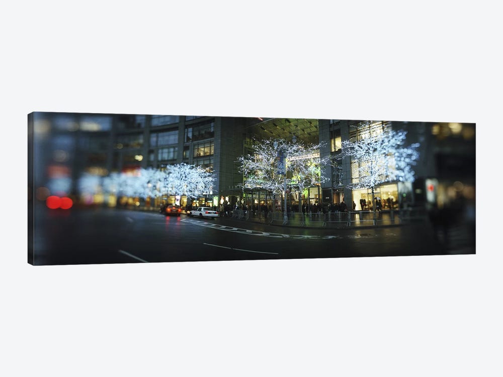 Buildings lit up at the roadsideColumbus Circle, New York City, New York State, USA by Panoramic Images 1-piece Canvas Print