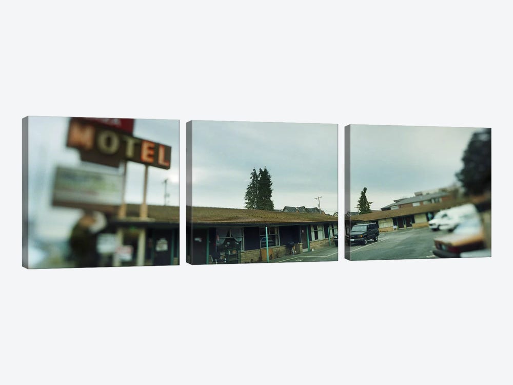 Motel at the roadside, Aurora Avenue, Seattle, Washington State, USA by Panoramic Images 3-piece Canvas Art