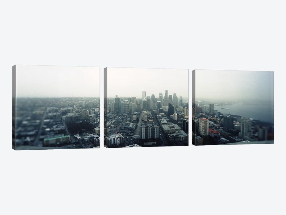 City viewed from the Space Needle, Queen Anne Hill, Seattle, Washington State, USA 2010 by Panoramic Images 3-piece Canvas Wall Art