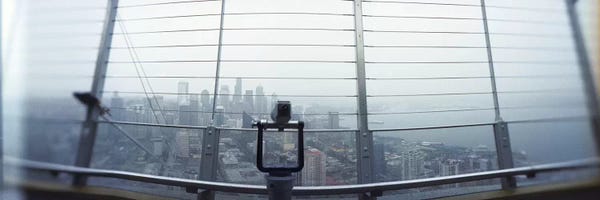 Washington: City viewed from the Space Needle, Queen Anne Hill, Seattle, Washington State, USA by Panoramic Images