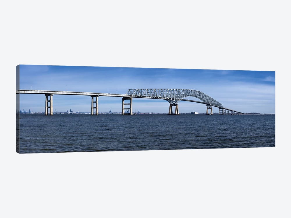 Bridge across a river, Francis Scott Key Bridge, Patapsco River, Baltimore, Maryland, USA by Panoramic Images 1-piece Canvas Art Print