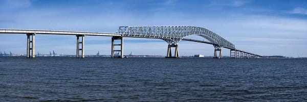Maryland: Bridge across a river, Francis Scott Key Bridge, Patapsco River, Baltimore, Maryland, USA by Panoramic Images