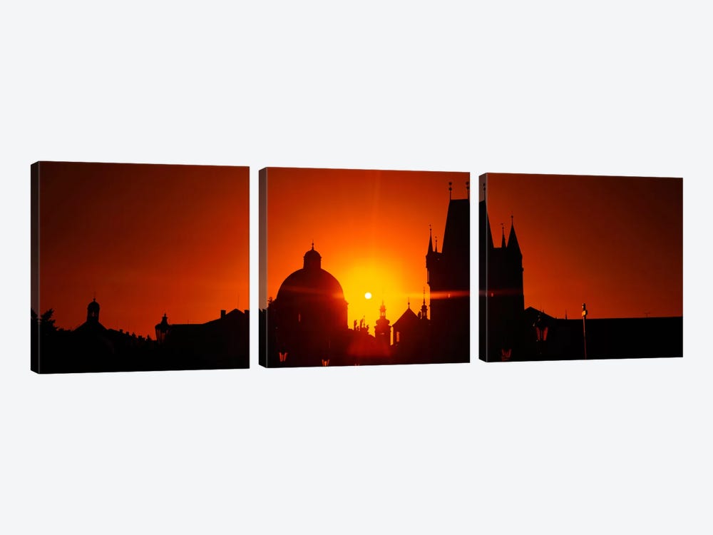 Sunrise Tower Charles Bridge Czech Republic by Panoramic Images 3-piece Canvas Print