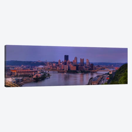 City viewed from the West End at SunsetPittsburgh, Allegheny County, Pennsylvania, USA Canvas Print #PIM8450} by Panoramic Images Canvas Wall Art