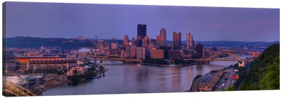 City viewed from the West End at SunsetPittsburgh, Allegheny County, Pennsylvania, USA Canvas Art Print - Pittsburgh Art