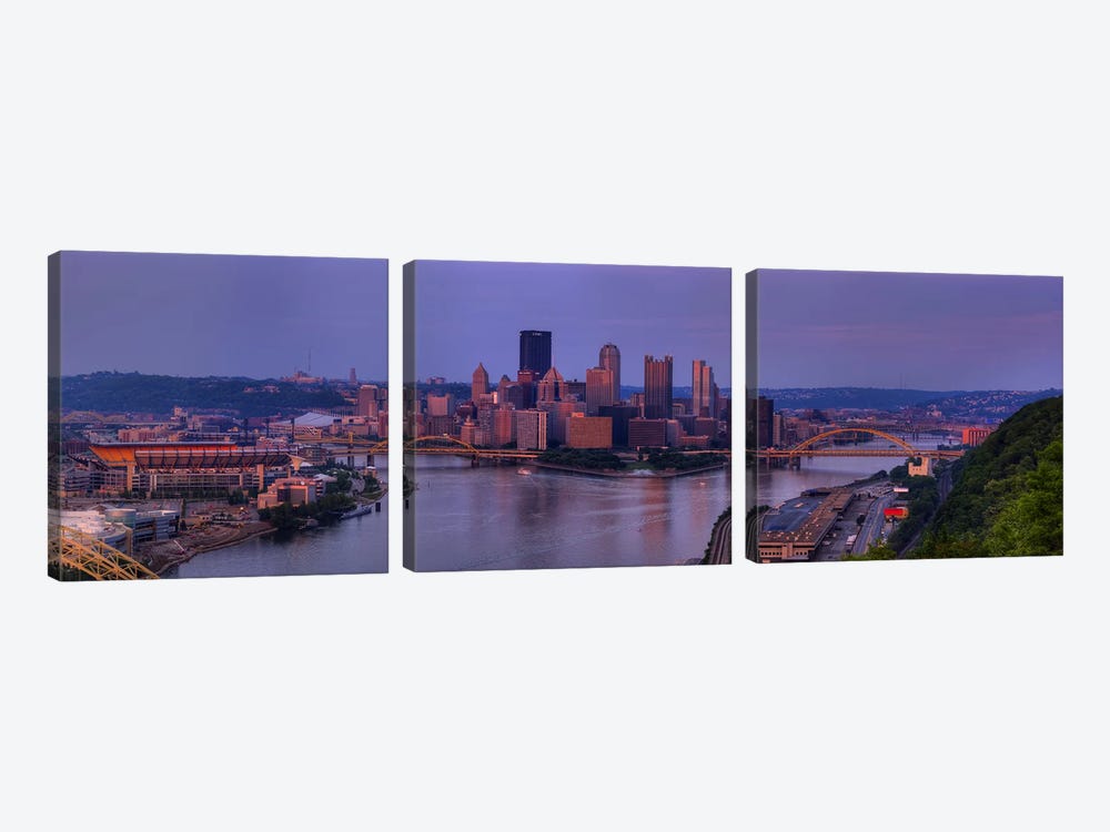 City viewed from the West End at SunsetPittsburgh, Allegheny County, Pennsylvania, USA by Panoramic Images 3-piece Art Print