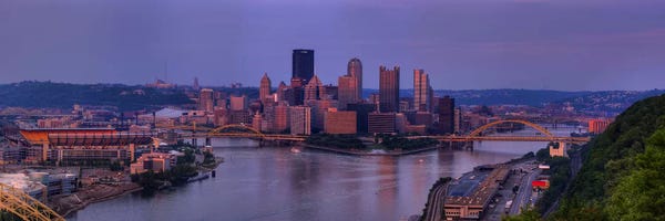 Pennsylvania: City viewed from the West End at SunsetPittsburgh, Allegheny County, Pennsylvania, USA by Panoramic Images