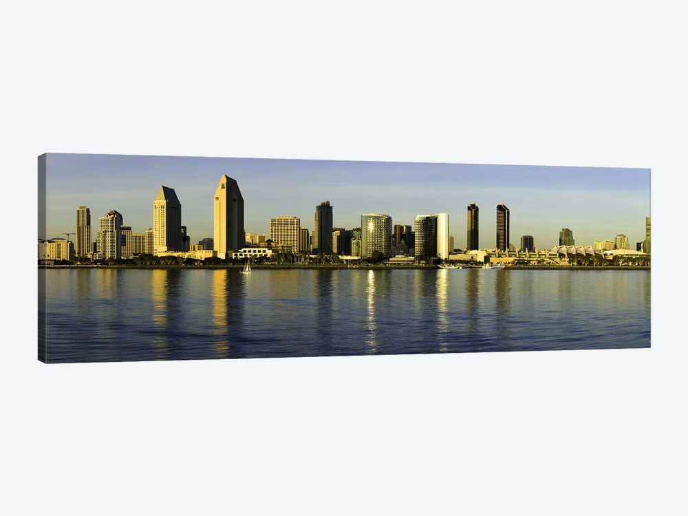 Reflection Of Skyscrapers In Water At Sunset, San Diego, California, USA by Panoramic Images 1-piece Canvas Art