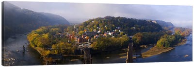 Aerial View Of Harpers Ferry, Jefferson County, West Virginia, USA Canvas Art Print - West Virginia