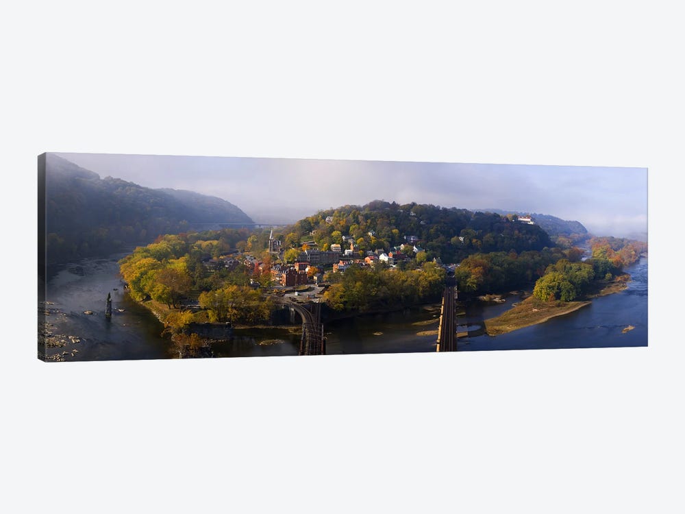 Aerial View Of Harpers Ferry, Jefferson County, West Virginia, USA by Panoramic Images 1-piece Canvas Print