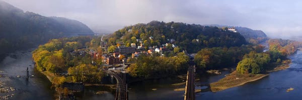 West Virginia: Aerial View Of Harpers Ferry, Jefferson County, West Virginia, USA by Panoramic Images