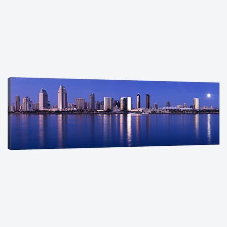 Moonrise over a city, San Diego, California, USA 2010 Canvas Print #PIM8453} by Panoramic Images Canvas Wall Art