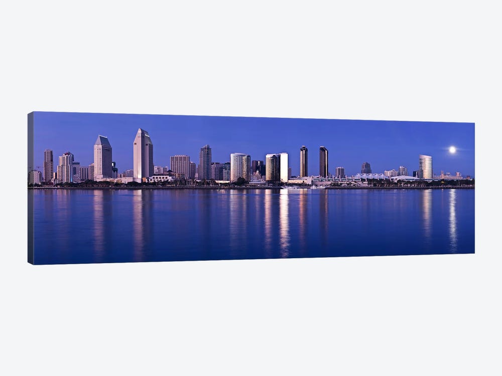 Moonrise over a city, San Diego, California, USA 2010 by Panoramic Images 1-piece Canvas Wall Art