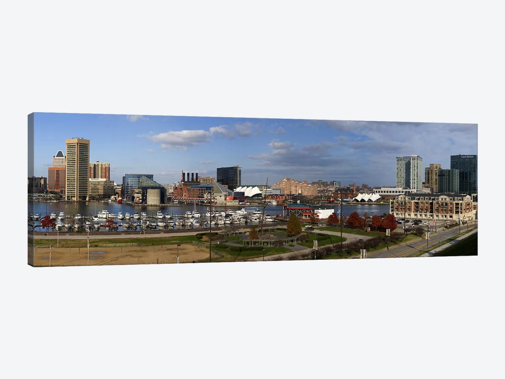 Buildings near a harbor, Inner Harbor, Baltimore, Maryland, USA 2009 by Panoramic Images 1-piece Canvas Art Print