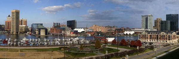 Maryland: Buildings near a harbor, Inner Harbor, Baltimore, Maryland, USA 2009 by Panoramic Images