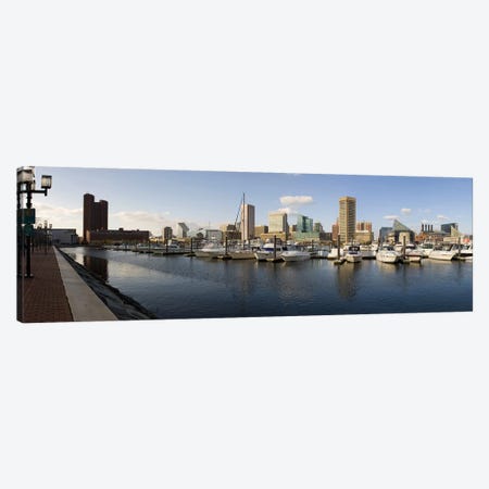 Boats moored at a harbor, Inner Harbor, Baltimore, Maryland, USA 2009 Canvas Print #PIM8456} by Panoramic Images Art Print