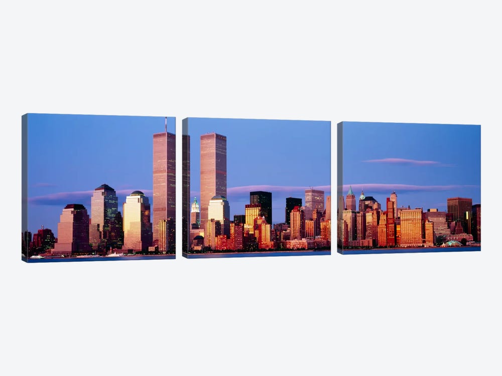 Skyscrapers in a city, Manhattan, New York City, New York State, USA by Panoramic Images 3-piece Canvas Wall Art