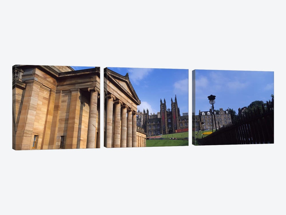 Art museum with Free Church Of Scotland in the background, National Gallery Of Scotland, The Mound, Edinburgh, Scotland by Panoramic Images 3-piece Canvas Artwork