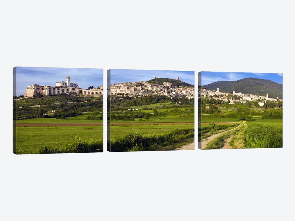 Panoramic View Of Assisi, Perugia, Umbria, Italy by Panoramic Images 3-piece Canvas Artwork