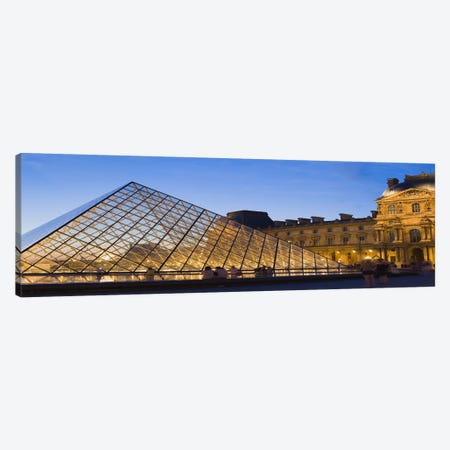 Pyramid in front of a museum, Louvre Pyramid, Musee Du Louvre, Paris, Ile-de-France, France Canvas Print #PIM8469} by Panoramic Images Canvas Print