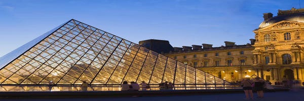 Paris Photography: Pyramid in front of a museum, Louvre Pyramid, Musee Du Louvre, Paris, Ile-de-France, France by Panoramic Images