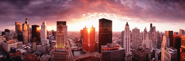 Sunset River View Chicago IL by Panoramic Images wall art