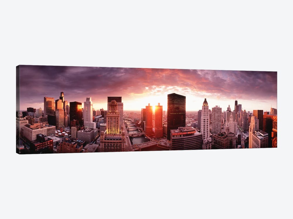 Sunset River View Chicago IL by Panoramic Images 1-piece Art Print