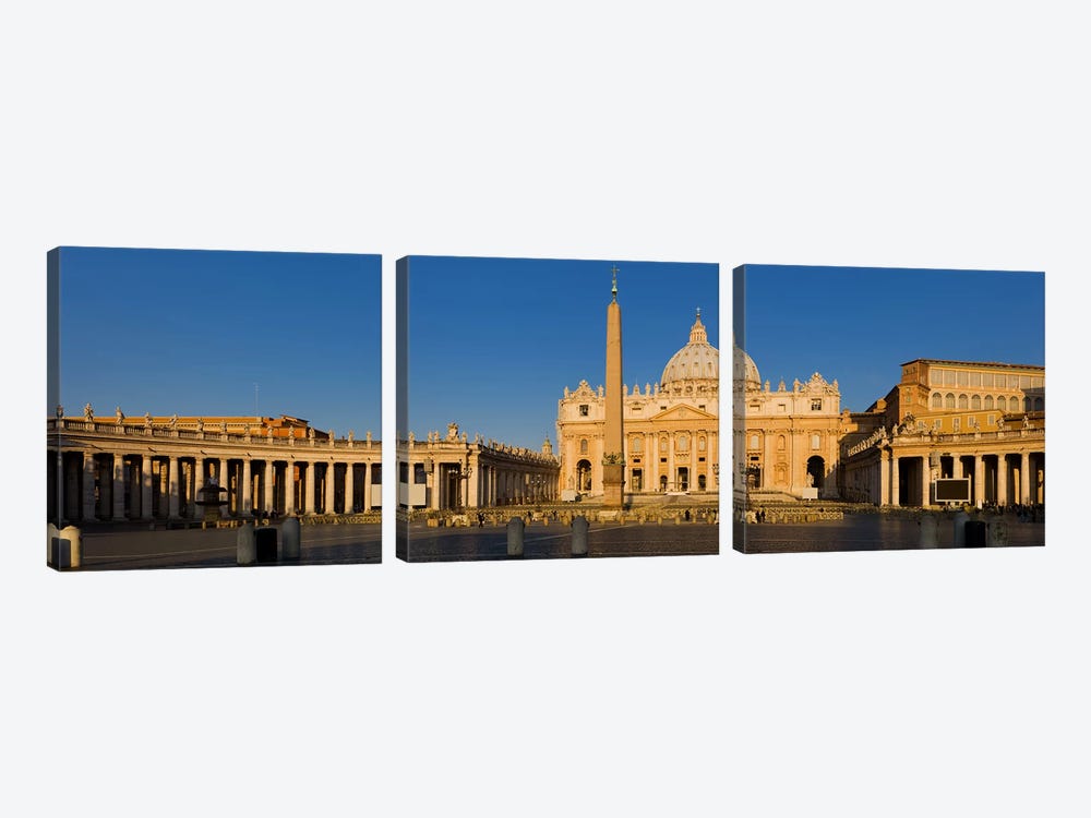 Sunlight falling on a basilica, St. Peter's Basilica, St. Peter's Square, Vatican city, Rome, Lazio, Italy by Panoramic Images 3-piece Canvas Wall Art