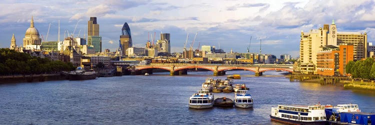 River Thames View Of The City Of London Skyline With Blackfriars Bridge, London, England, United Kingdom