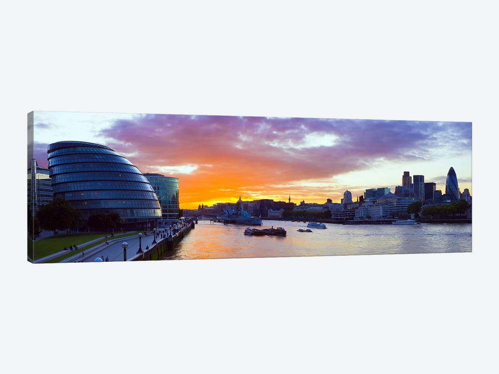City hall with office buildings at sunsetThames River, London, England by Panoramic Images 1-piece Canvas Print