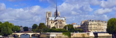 Cathedral at the riverside, Notre Dame Cathedral, Seine River, Paris, Ile-de-France, France by Panoramic Images framed canvas print