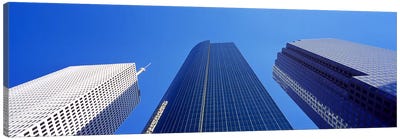 Low angle view of skyscrapers against blue sky, Houston, Texas, USA Canvas Art Print - Texas Art