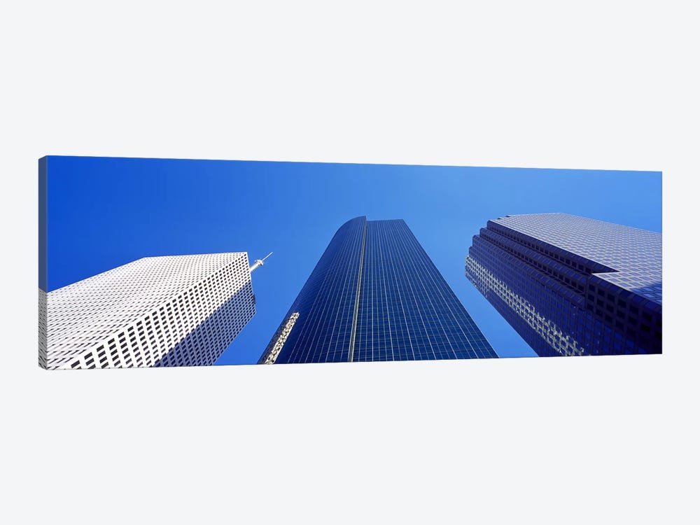 Low angle view of skyscrapers against blue sky, Houston, Texas, USA by Panoramic Images 1-piece Canvas Wall Art
