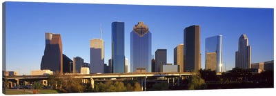 Skyscrapers against blue sky, Houston, Texas, USA Canvas Art Print