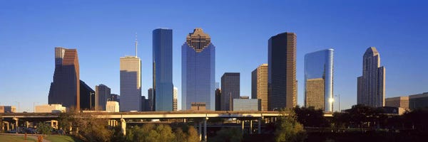 Houston: Skyscrapers against blue sky, Houston, Texas, USA by Panoramic Images