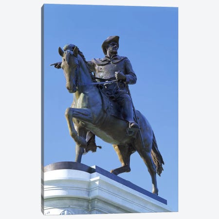 Statue of Sam Houston pointing towards San Jacinto battlefield against blue sky, Hermann Park, Houston, Texas, USA Canvas Print #PIM8494} by Panoramic Images Canvas Print