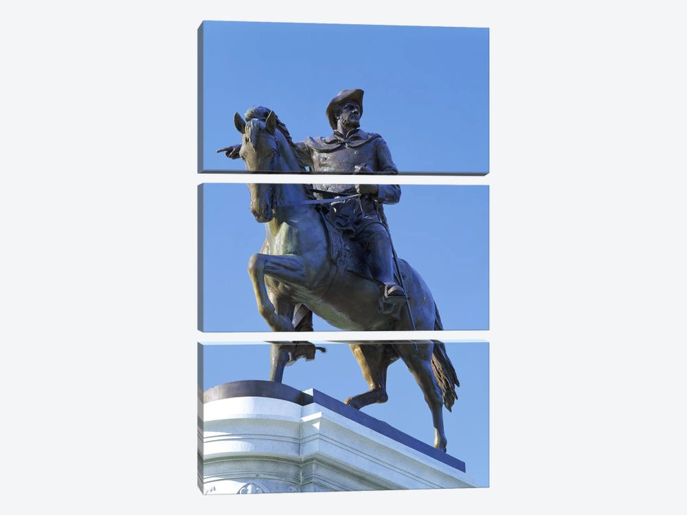 Statue of Sam Houston pointing towards San Jacinto battlefield against blue sky, Hermann Park, Houston, Texas, USA by Panoramic Images 3-piece Canvas Art Print