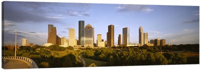 Skyscrapers against cloudy sky, Houston, Texas, USA Canvas Art Print - Houston Skylines